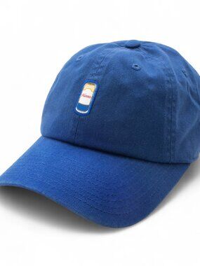Hamm's, Embroidered Small Can, Dad Hat, Adjustable Buckle Strap, Royal Blue